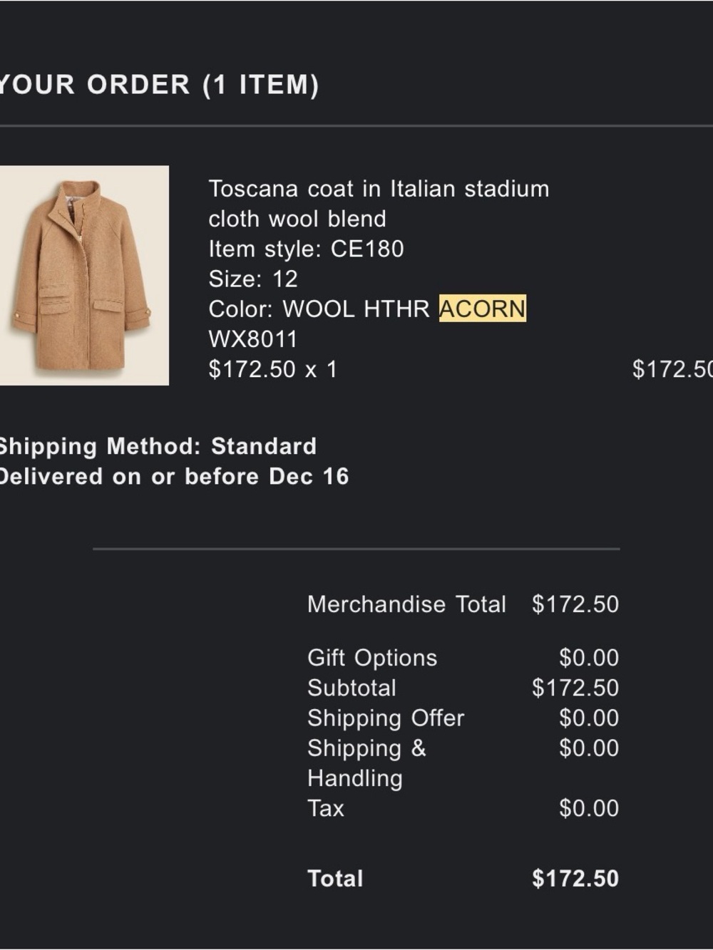J. Crew Toscana coat in Italian stadium cloth wool blend - Picture 3 of 3
